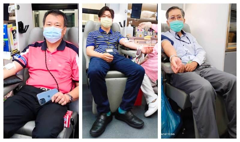 台灣中油煉製事業部員眷挽袖捐血，為疫情下的社會盡一份心力！